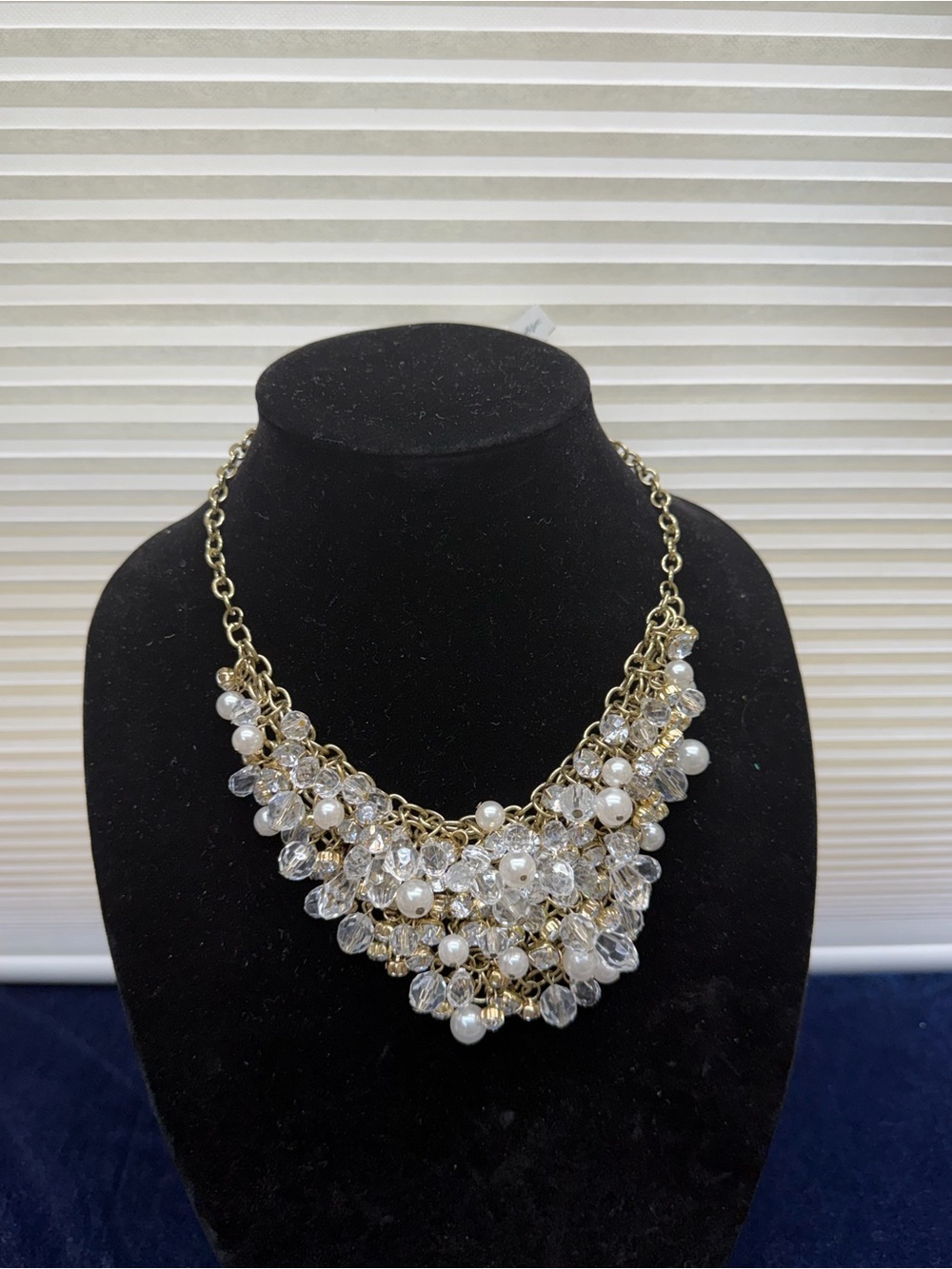 Stein Blye Gold Tone Cluster Bib Statement Necklace